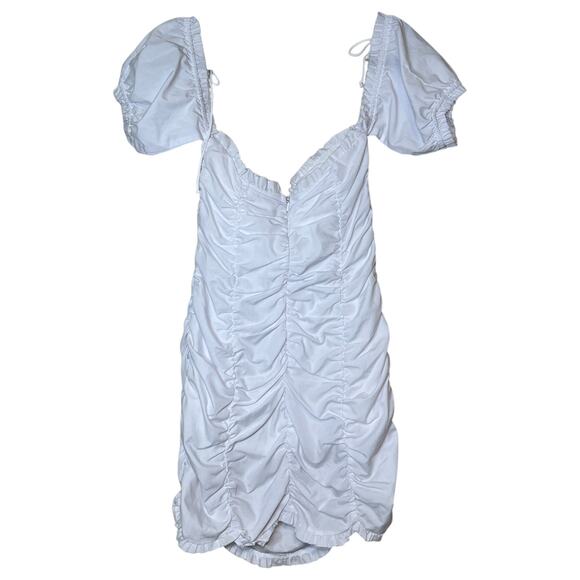 For Love & Lemons Jackson Shirred Off Shoulder Mini Dress White Size Small - Picture 3 of 6